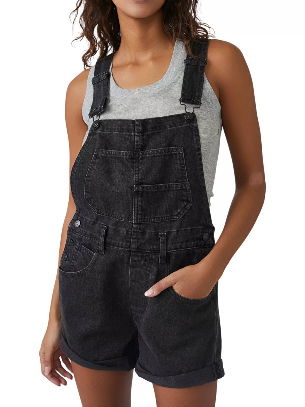 Free People we the free Ziggy Shortall black romper denim